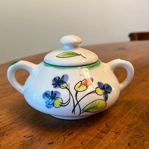 Vintage White Mancioli Art Deco Sugar Pot Italy